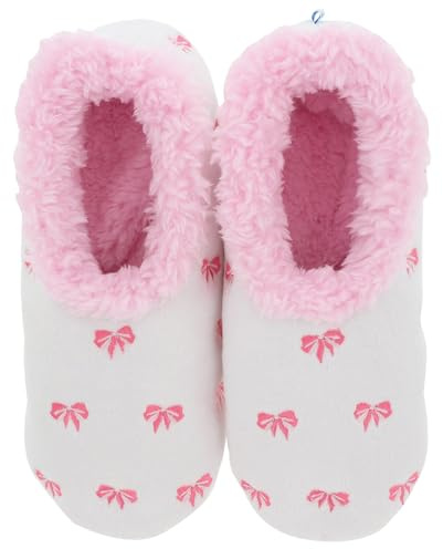 Snoozies Pairables Ditsy Bow Ladies House Slippers Super Soft Sherpa Fleece UK sizes 3-9