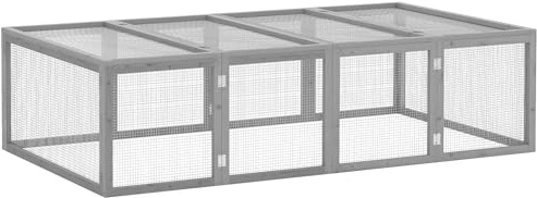 PawHut Hasenstall Winterfest Kaninchenstall aus Holz 181x100x48 cm Kaninchenkäfig mit Freilaufgehege, 2 Türen, Metallgitter, Hasenkäfig für Kaninchen, Meerschweinchen Outdoor Grau