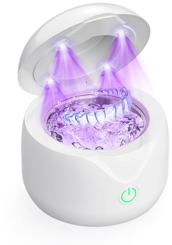 MICTUL Ultraschallreinigungsgerät, 45kHz Dental Pod Ultraschallreiniger für Zahnersatz, Zahnspange, Aligner, Zahnschiene, Prothesen, Schmuck, 25W Tragbare Ultrasonic Cleaner mit 2 Modi, 200ML, Weiß