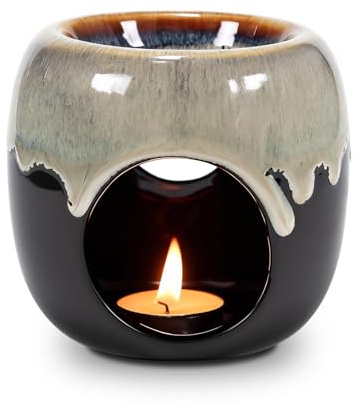 sudatong Lámpara de aroma para aceites esenciales, vela de té, lámpara para aceite aromático y cera aromática, calentador de aceites esenciales, lámpara de aroma de cerámica para aceites esenciales