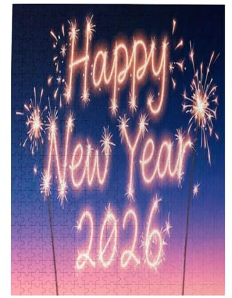 Happy New Year 2026 Sparkler Celebration Jigsaw Puzzles 500 Pieces 20.4X15 in Challenging Fun Puzzles for Adults with Vibrant Colors Poster Included