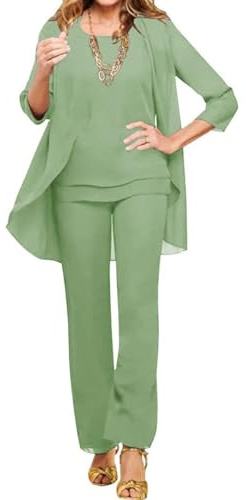 shownicer Ensemble Femme 3 Pièces Pantalons Costume De Soirée Cocktail Chic et Elegant Pantalons Costume Grande Taille Tenue A Vert1 L