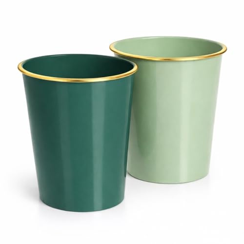 Home in Smart Cestino Pattumiera Multiuso – Set da 2 – Portaoggetti/Gettacarta per Ufficio, Bagno e Casa, Leggero e Resistente (Verde scuro + Verde chiaro, 24×26 cm)