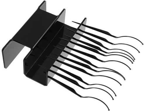 VILLCASE Soporte para Pestañas Postizas Negro con 1 Exhibidor y 12 Varillas de Plástico para Extensión Profesional, Organizador Estable para Salón y Bandeja de Exhibición de Belleza