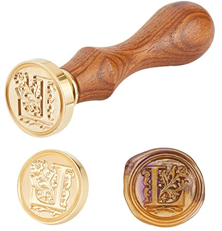 PH PandaHall Sceau Cire Tampon Cire Lot de 1 set DIY Lettre Alphabet Scrapbook Timbre Seal en Laon Lettres Cachet Wax Seal Pour Cachet Cire et Poignée en Bois, Lettre L, 25x14mm, 75mm