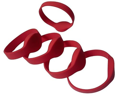 YARONGTECH rfid wristband MF1 S50 13.56MHZ Silicone Bracelet Waterproof For swimming pool (Pack of 5) (Red)