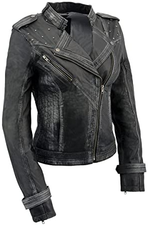 Milwaukee Leather SFL2840 Women's Maiden Black Premium Sheepskin Motorcycle Fashion Leather Jacket with Studs - X-Large