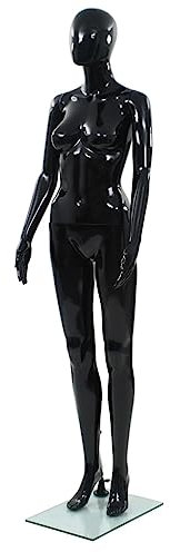 vidaXL Full Body Female Mannequin - Glossy Black Mannequin with Glass Base and Rotatable Parts - Polypropylene Display Model - 175 cm Height