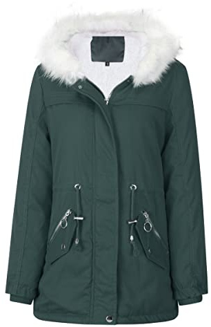 YYNUDA Parka Femme Hiver à Capuche Blouson Veste Manteau Femme Capuche - Vert - M