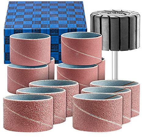 PFERD TOOLS Schleifhülsen-Set, 13-tlg. | Korund Ø45x30mm A40, 60, 80, 150 inkl. Halter mit Schaft-ø 6mm | 42298005 - für universelle Anwendungen