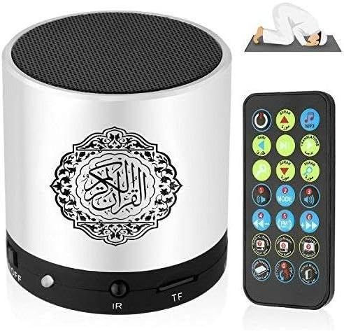 Digital Quran Speaker, Hitopin Portable Quran Speaker, Quran Speaker with Remote Control, Quran Speaker MP3 Player, over 18 Reciter and 15 Translations Available (Silver)