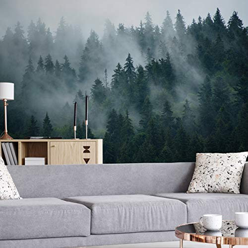 Muralo Vinyl Struktur FOTOTAPETE 3D Effekt Wald Bäume Nebel Tapete Wandtapeten 520 x 318 Wohnzimmer Schlafzimmer Moderne Wandbilder XXL Wand Dekoration Br.520xHö.318