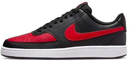 Nike Herren Court Vision Low Sneaker, Rot-weiß schwarz/Universität, 47 EU