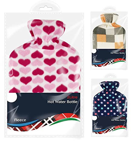 1ABOVE 2 Litre HOT Water Bottle with Premium Soft Fleece Cover for Feet, Shoulder, Hand, Back, Neck, Pregnancy and Menstrual Cramps Pain Relief-Assorted Colour (1 Pack)