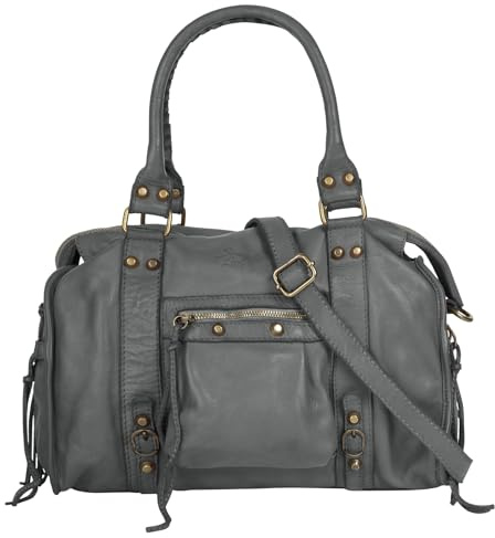 Samantha Look Shopper Echt Leder Damen Made in Italy, Vintage Schultertasche, Umhängetasche mit Reißverschluss, große Henkeltasche 021061