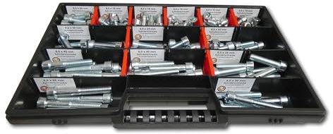 130 tlg Zylinderschrauben Sortiment M8 // 10mm-55mm Schrauben Set Schraubenbox DIN 912/ISO4762 Bolzen Vollgewindeschrauben Maschinenschrauben Gewindeschrauben Zylinderkopfschrauben
