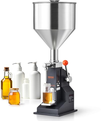 VEVOR Manual Paste Liquid Filling Machine, 5-100ml Adjustable Bottle Filling Machine, Stainless Steel Liquid Filler with 11.5L Hopper for Milk Water Juice Shampoo Honey