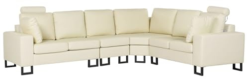 Divano angolare moderno in pelle beige versione sinistra