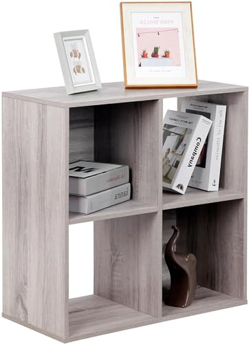 PACHIRA Bücherregal mit 4 Fächern, 36mm Würfelregal Aus Holzwerkstoff Für Wohnzimmer, Freistehender Bücherschrank Aktenregal Stufenregal Büroregal, Offenes Aufbewahrungsregal Für Kleidung