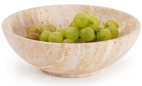 SPESHSTONES Ciotola per frutta in marmo, realizzata a mano, in travertino, piccola ciotola decorativa per bancone della cucina e tavolo da pranzo, centrotavola – ciotola per chiavi per ingresso