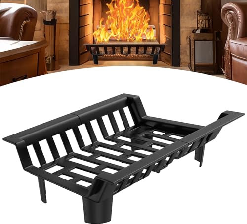 Froadp Grille de bois de cheminée robuste pour cheminée, bois de chauffage, étagère en bois avec pieds, support de bûche, grille de feu, support pour intérieur et extérieur, noir