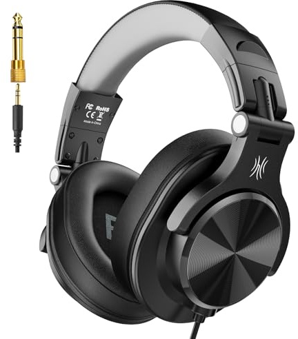 OneOdio A71D Cuffie over-ear cablate, cuffie per monitor da studio, cuffie stereo DJ ad alta risoluzione con design pieghevole, spina da 3,5/6,35 mm per registrazione AMP, podcast, mixaggio, PC