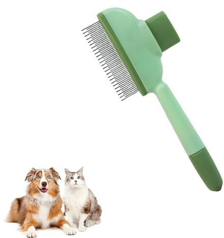 Self-Cleaning Cat Brush with Push-Button Mechanism for Easy Fur Care – Ideal for Long-Haired and Short-Haired Cats (Green)