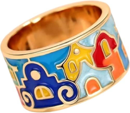 Anillos Anillo Joyería Mujeres Hombres Esmalte Colorido Anillo De Dedo, Q090, 6