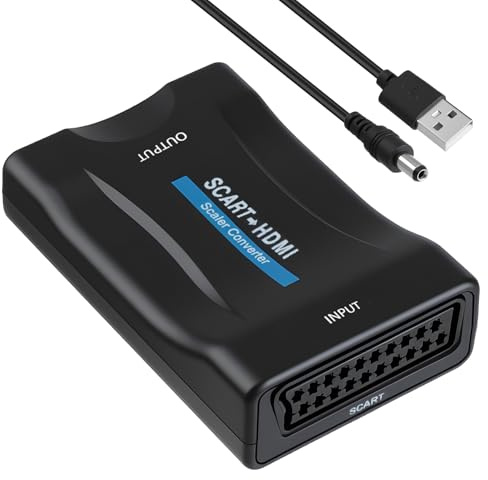 xruc Adaptateur Péritel vers HDMI avec Câble USB 720p/1080p, Convertisseur Peritel HDMI pour TV Moniteur Projecteur, Scart Audio Vidéo HD Compatible avec PS3 DVD VHS Xbox Blu-Ray Plug and Play