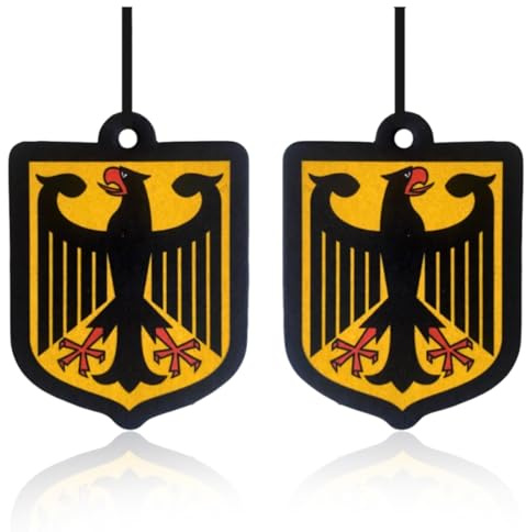 YAYNO 2 pezzi albero profumato con motivo aquila federale della Germania distributore di profumo auto deodorante per auto con bandiera tedesca per specchietto retrovisore contro