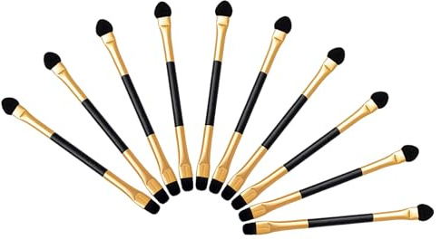 WOONEKY 50 Pinceles para Sombra de Ojos de Doble Punta, Aplicador de Maquillaje Cerdas Suaves y Punta de Esponja, Set Profesional de 50 Piezas para Difuminar y Detallar Ojos, Adecuado