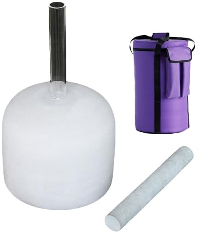 6 Tums Ihåligt Handtag Klar Kvartskristall Sångskål | Professionell sjutonstunningsskål, for ljudläkning och meditation, med väska och sticka(C4 tone,432hz)