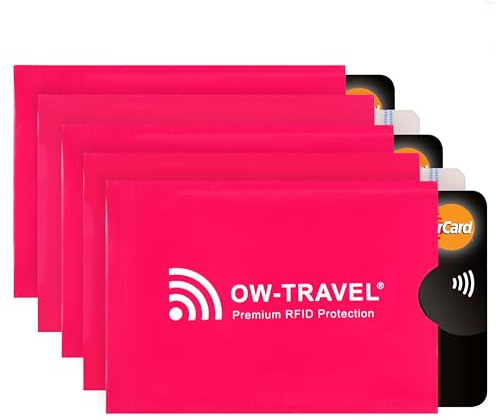 OW-Travel Bloqueo RFID Tarjeta de credito y RFID Pasaporte. Fundas para Tarjetas Credito Card Protector Protector Tarjetas Credito Anti Fraude Protección(Funda Tarjeta Anti NFC 5)