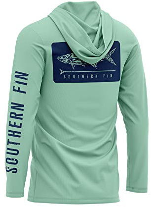 Southern Fin Apparel Performance Fishing Hoodie Shirt for Men Women UPF UV 50+ Lightweight With Hood (Medium, Seagrass)