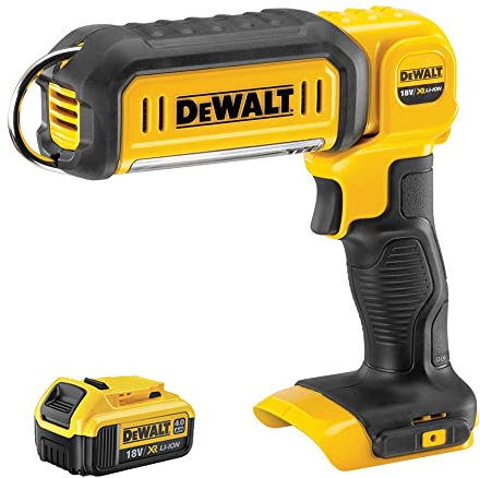 Dewalt DCL050N 18V Handheld LED Work Light Torch with 1 x 4.0Ah Battery - Variable Light Settings, 250-500 Lumen Output, Up to 10 Hours Runtime, Power Tools Combo Kits