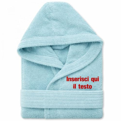 Gruppo Veneziano - accappatoio personalizzato ricamato uomo donna 100% cotone - accappatoio con Cappuccio in morbida spugna 100% cotone.
