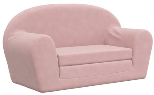 vidaXL Canapé-lit pour Enfants 2 Places, Lit de Jour avec Dossier et Accoudoirs, Lit d'Invité, Meuble de Chambre Salon, Rose Peluche Douce