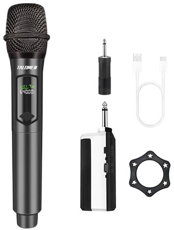 talomen,Micrófono Inalámbrico,2.4GHz Microfonos Inalambricos Set con Receptor,Microfono Inalambrico Karaoke Profesional,Microfono Dinámico Recargable,160ft,para Karaoke,Boda,DJ,Fiesta,Iglesia,K60-1