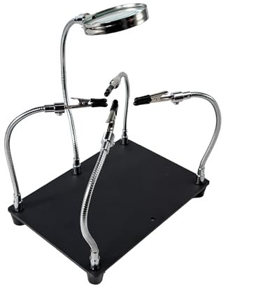 Kaisiking Helping Hands Lötstation mit Lupe, Leiterplattenhalter, 4 flexible Arme, Lupe und Dritthand-Lötwerkzeug für elektronische Reparaturen, Löten, Schmuck, Handwerk