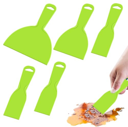 Plastic Scraper,5 Pack Plastic Putty Knife,Paint Scraper Tool,Plastic Scraper Tool Non Scratch for Cleaning,Patching,Wallpaper,Remover Sticker,Car Painting Spatula Filler Knife,Spatula for Wall Filler