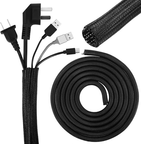 Fentar 3m Gaine Cable, 13-16mm Gaine Cable Electrique Réglables, Gaine Cable Informatique Ignifugés, Protege Cable Animaux Anti-morsures pour Animaux, Gaine Souple Electrique pour Organiser les Câbles