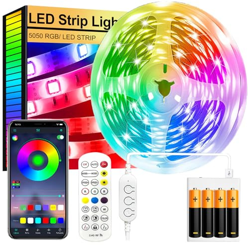 FUPT Striscia LED TV, Striscia di Luci da 4m Con Batterie Per, LED RGB 5050 Colore Variabile e Telecomando per Cinema a Casa, Cucina, Camera da Letto, Soggiorno