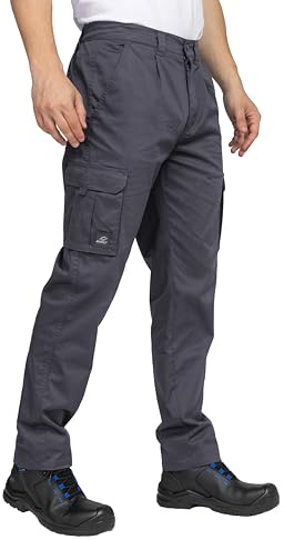 BWOLF Prime Pantalones Cargo para Hombre en Algodón Algodón Militar Táctico Pantalón de Trabajo para Hombre con Bolsillos Multifuncionales, gris, M