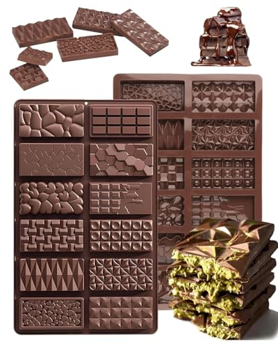 TPZORJX Confezione da 2 stampi per cioccolato, stampi in silicone, stampi per cioccolato, stampi da forno per cioccolato, stampi profondi in silicone per cioccolatini, dolci, cubetti di ghiaccio