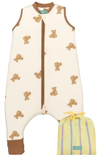 molis & co Babysovsäck med fötter, perfekt för vår och höst, TOG-värde 1, lätt vadderad, av 100 % bomull (Oeko-TEX 100), premiumkvalitet – Teddy (90 cm)