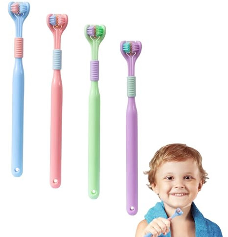 Thoquene 4 Stück Triplebrush, Triple Brush, Dreiseitige Zahnbürste