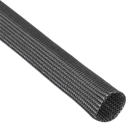 QUARKZMAN 1 Pz Intrecciata Guaina Per Cavi Elettrici, 10mm x 1m, Guaina alta temperatura in fibre di vetro alcali-free, Tagliabile Nascondi Cavi, Cable Management Per TV, Auto, Casa, Nero