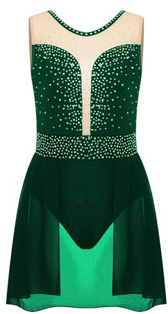 TSSOE Bambina Body Ginnastica Classico Body Bambina Danza Ritmica Latino Contemporaneo Competizione Abito Danza Spettacolo Anni Verde 9-10 anni