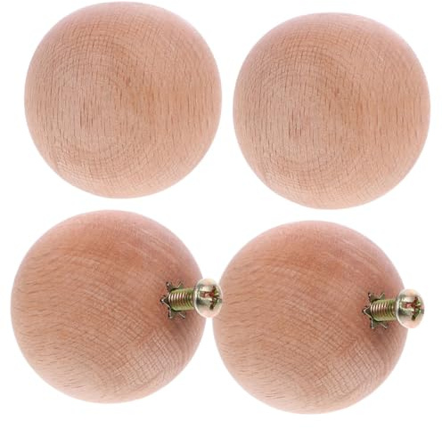 DOITOOL Pomelli per Mobili in Legno Massello 24 Mm, Maniglie Rotonde per Cassetti Vintage, Set da 4 Pezzi per Armadi e Cassettiere, Installazione Facile per Arredamento Cucina