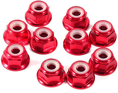 Walfront Selbstsichernde Sechskant Muttern, 10 STÜCKE M4 Mutter CNC Aluminium Flansch Nylon Sicherungsmutter Selbstsichernde Metallmuttern Dunkelrot